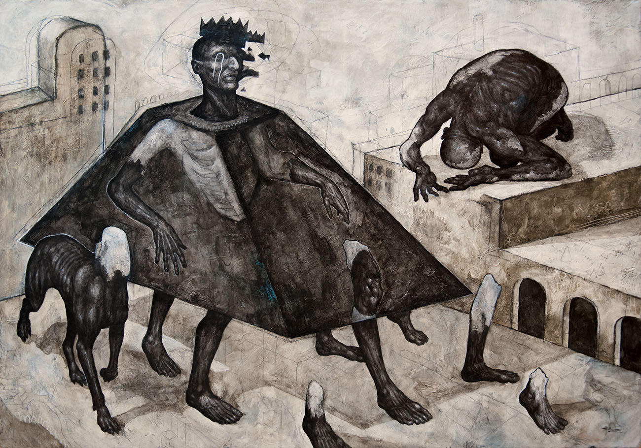 SCORN - 2024 - 70x100cm - Acrylic and mixed media on wood